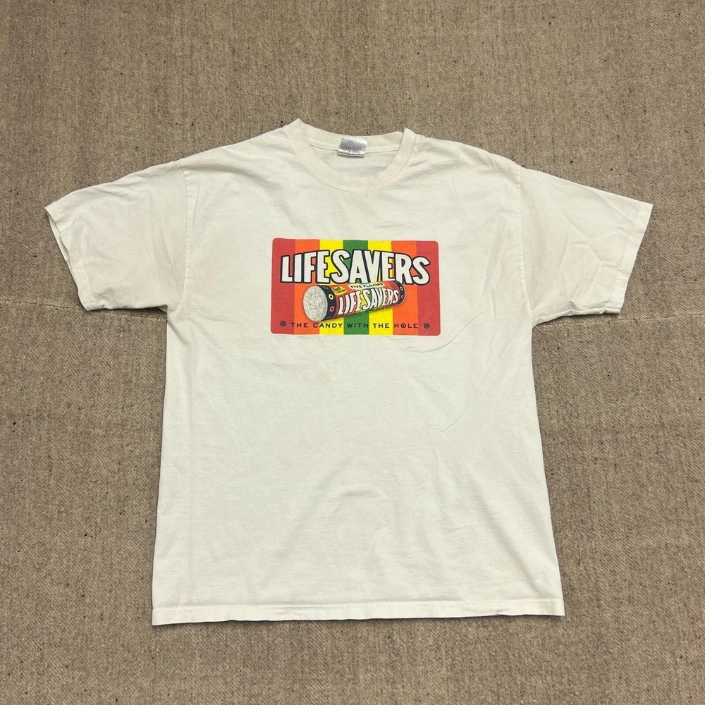Vintage LifeSavers Candy Shirt Mens Large White 1990s‎